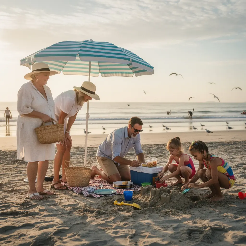 Widok na rodzinę zwiedzającą muzeum z dostosowanymi udogodnieniami.