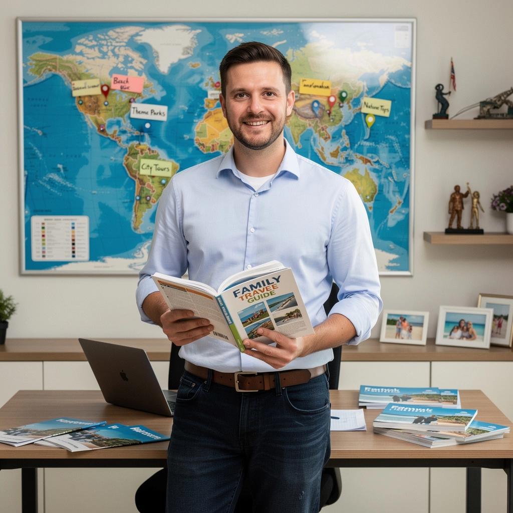 Radosne dzieci odkrywające nowe miejsca podczas rodzinnej podróży.